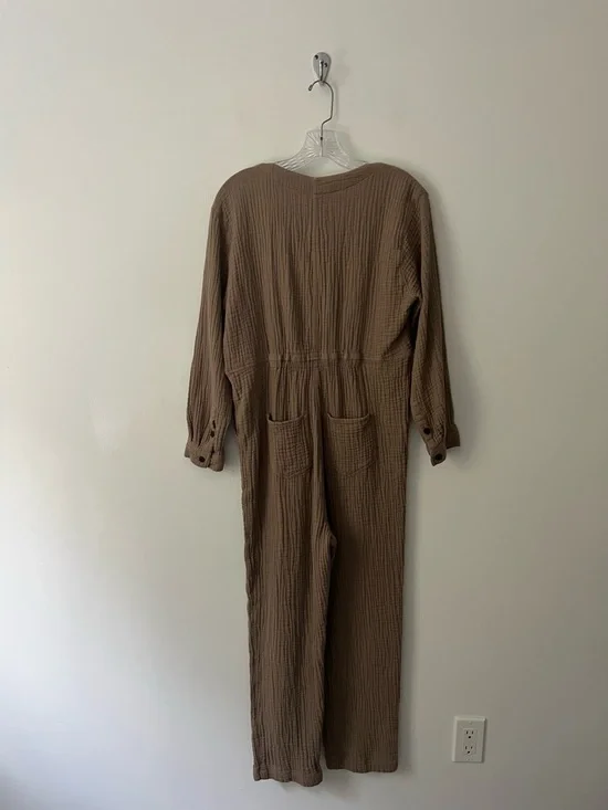 Madewell Lightspun Coverall Jumpsuit 100% Cotton Gauze Tan Brown Medium - Picture 5 of 11